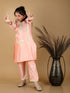 Vastramay Girls' Pink Viscose Kurta Pant Set